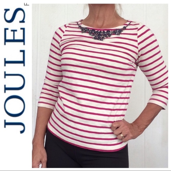 JOULES STRIPED EMBELLISHED COTTON TOP SIZE… - Picture 3 of 8